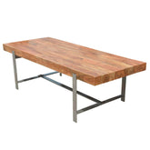 Industrial Rustic Iron & Hard Wood Large Dining Table Natural